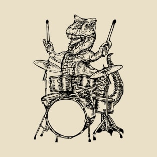 SEEMBO Dinosaur Playing Drums Musician Drummer Drumming Band T-Shirt