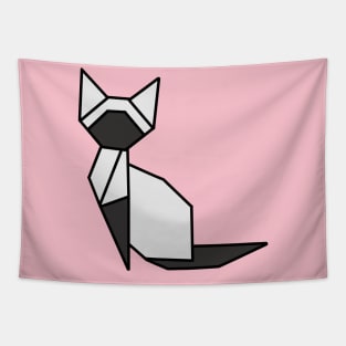 Origami Cat Gray and White Tapestry