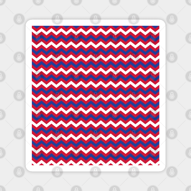 Red White and Blue Chevron Zigzag Pattern Magnet by squeakyricardo