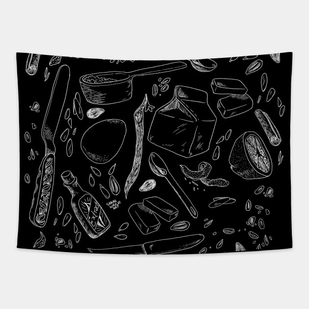 Baking Supplies - White Variant Tapestry by SarahWrightArt