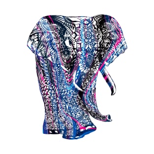 Intricate Asian Elephant Colorful Illustration T-Shirt