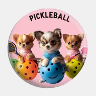 Chihuahua Pickleball Puppies Cute Design Pin