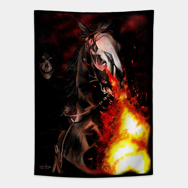 On Horses Snortin' Fire Tapestry by lucafon18