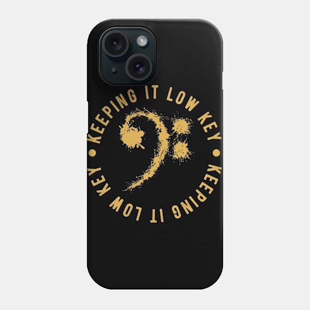 Bass Clef Yellow - Keeping It Low Key Funny Music Lovers Gift Phone Case by DnB