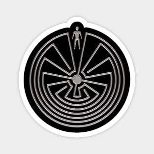 MAN IN THE MAZE - metal SILVER style Symbol Magnet