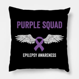 purple squad epilepsy awareness month - flying purple ribbon epilepsy support Pillow