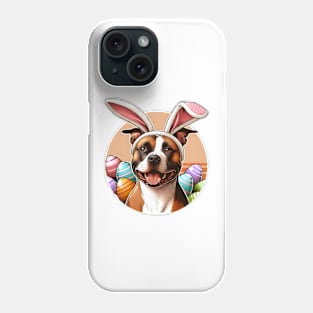 American Staffordshire Terrier Celebrates Easter with Bunny Ears Phone Case