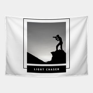 Light chaser photographer and sunset design with mountains for nature photographers Tapestry