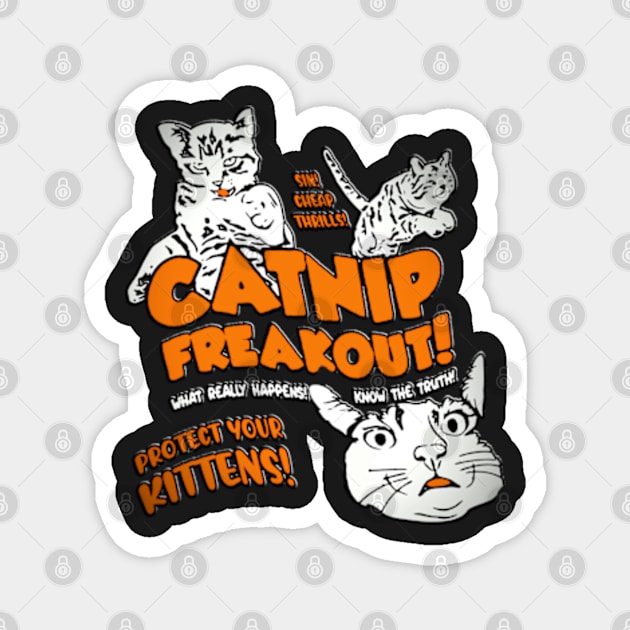 funny Catnip Madness Cute Kitten Funny Cat Pet Humor Magnet by masterpiecesai