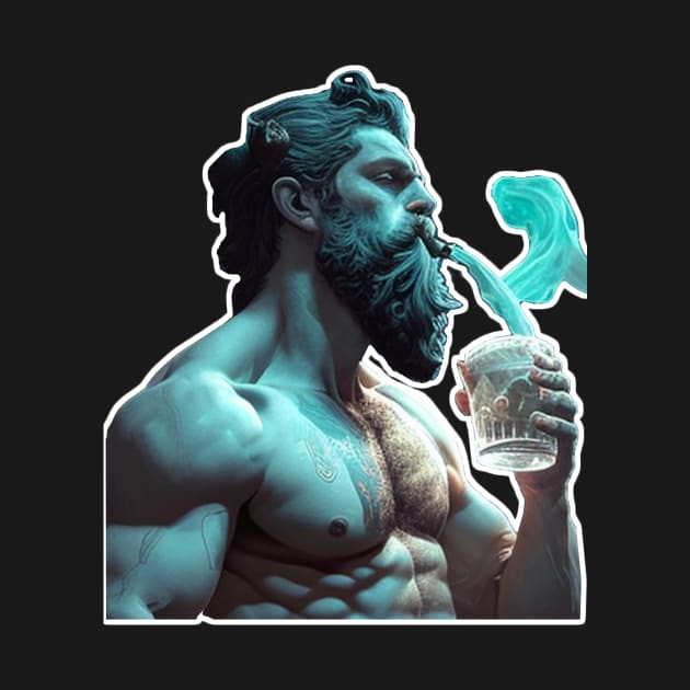 Raise a Toast to the Gods: Zeus Chugging T-Shirt by Phantom Troupe