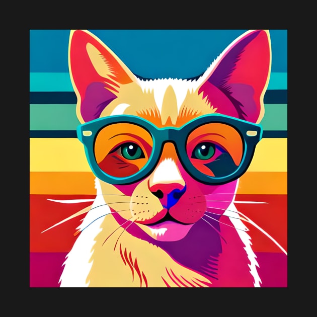 Feline Cool: Pop Art Cat Wearing Sunglasses by Tees Y Mas