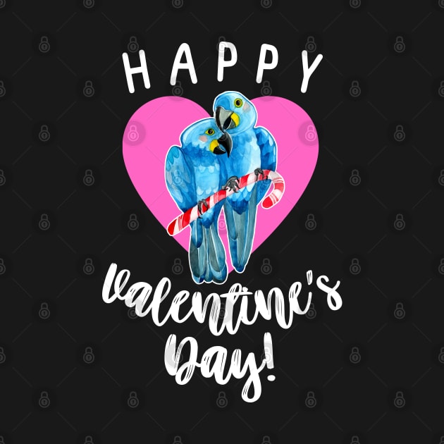 Happy Valentine's Day Hyacinth Macaw Parrot Couple by IvyLilyArt