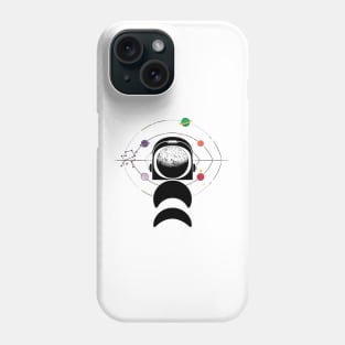 Moon Face Astronaut And Planets - Black Phone Case