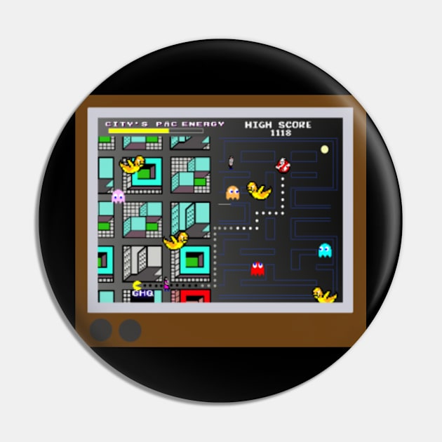 Ghostbusters / Pacman Retro Game Crossover Pin by TheMagicGhostbuster