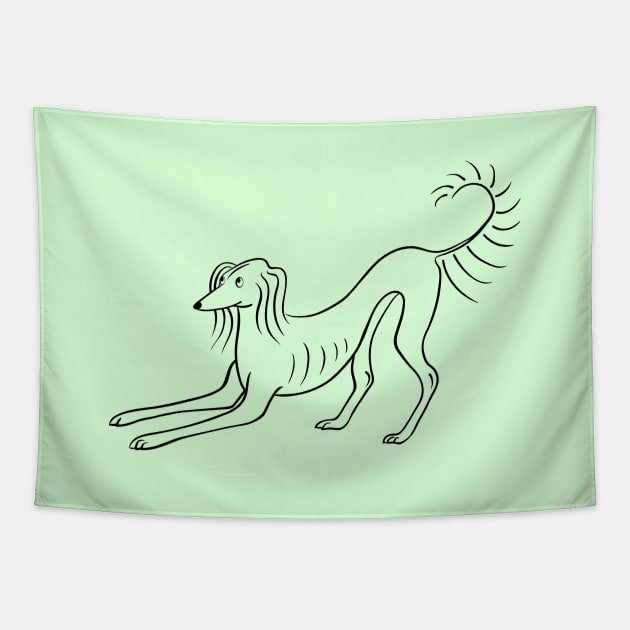 Playful Saluki Tapestry by illucalliart