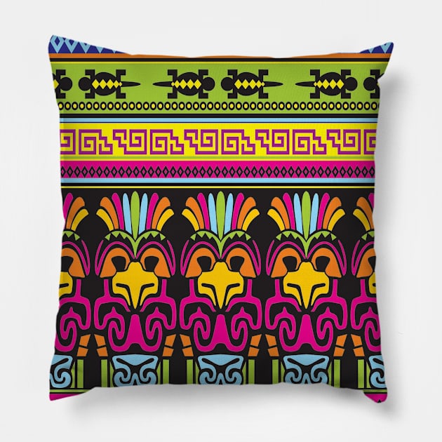 Boho Tribal Colorful Pattern Design Pillow by TLSDesigns