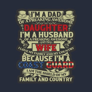 Coast Guard Dad, Husband and shield T-Shirt