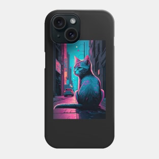 cat in the street looking back Phone Case
