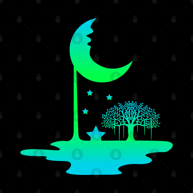 Melting Moon at Night by RJ-Creative Art