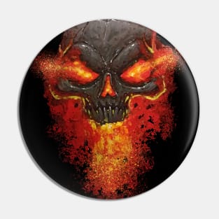 Flaming Skull on Fire Burning Skull Pin