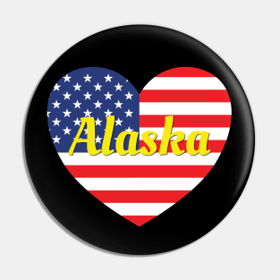 Alaska American Flag Heart Pin