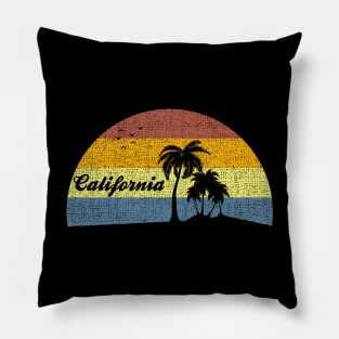 California Funny Vintage Summer Palm Tree Design Pillow