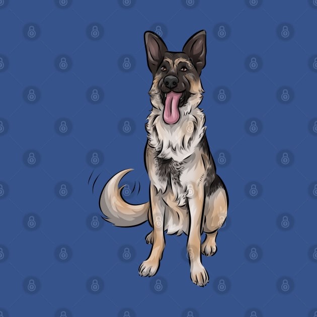 Cute German Shepherd Dog by Shirin Illustration