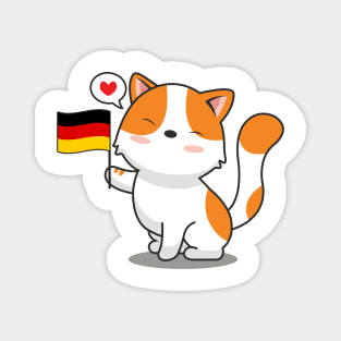 Cute Cat Holding Germany Flag Magnet