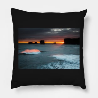 Waves of Fire, Dyrhólaey, Iceland Pillow