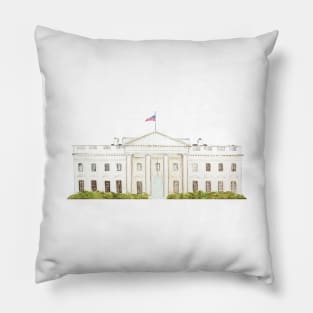 the white house watercolor Pillow