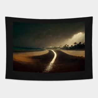 Beach Side Broken Road To Fantasy Island / Abstract And Surreal Unwind Art Tapestry