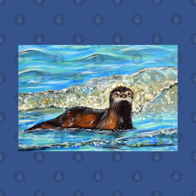 Otter in the Waves 2 by ArtbyKirstenSneath