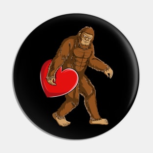 Bigfoot Sasquatch Heart Valentines Day Gift Boys Kids Pin