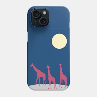 Giraffes walking in the savanna by night Phone Case