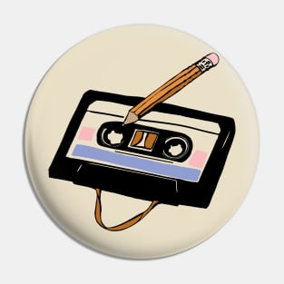 funny cassette tape pencil Pin