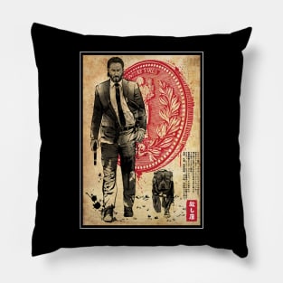 Lone Hitman and cub woodblock Pillow