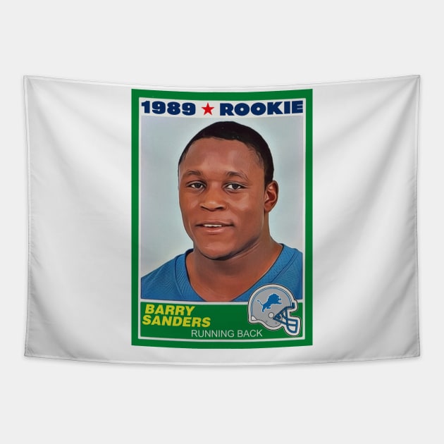 Retro Barry Sanders Rookie Card Tapestry by darklordpug