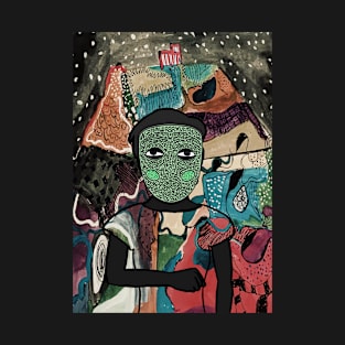 Unique FemaleMask Digital Collectible with DoodleEye Color and DarkSkin on TeePublic T-Shirt