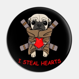 Valentines Day gift baby Pug dog I Steal Hearts Pug Lover T-Shirt Pin