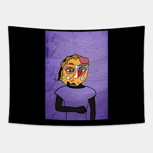 Exceptional Digital Art Collectible - Character with FemaleMask, AbstractEye Color, and BlueSkin on TeePublic Tapestry