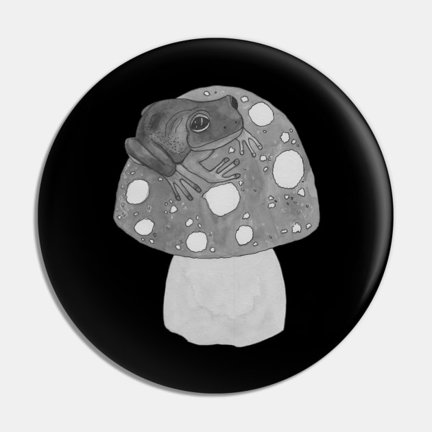 Black and white frog on mushroom Pin by deadblackpony