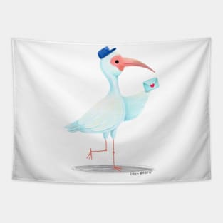 White Ibis with a love letter Tapestry