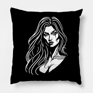 Minimalistic Woman Illustration distressed Pillow