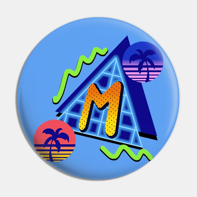 Initial Letter M - 80s Synth Pin by VixenwithStripes