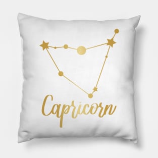 Capricorn Zodiac in Gold Pillow