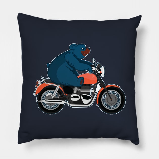 Bear On A Bike Pillow by TheBlueApe