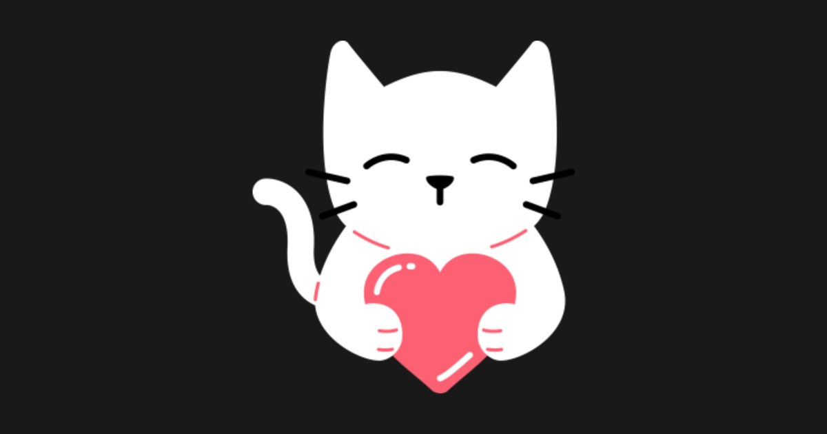 Adorable Cat Holding Heart Cartoon Design - Kitty - Kids T-Shirt ...