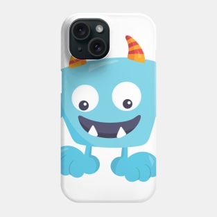 Cute Monster, Blue Monster, Funny Monster, Horns Phone Case