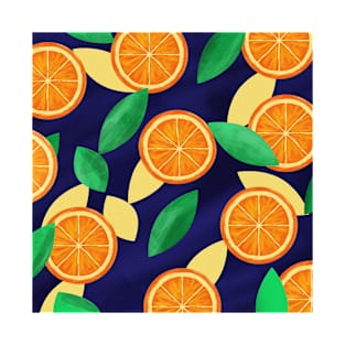 Orange pattern background with leaves T-Shirt