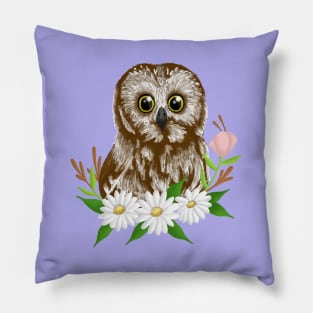 Owl with flowers-coloured Pillow